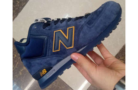 New Balance 574 Mid Deep Blue Yellow с мехом