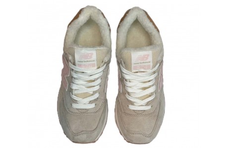 New Balance 574Z Бежевые с розовым Зимние с мехом