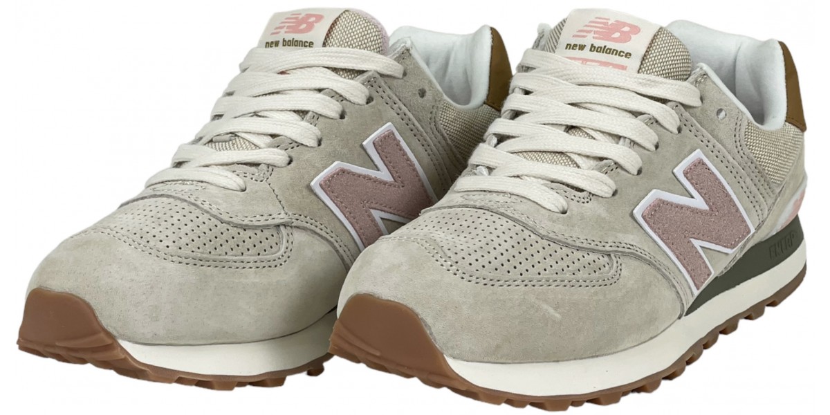 Женская модель New Balance 574 бежевые с розовым женские / Официальный ...