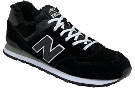 New Balance 574 Black White Big Size с мехом