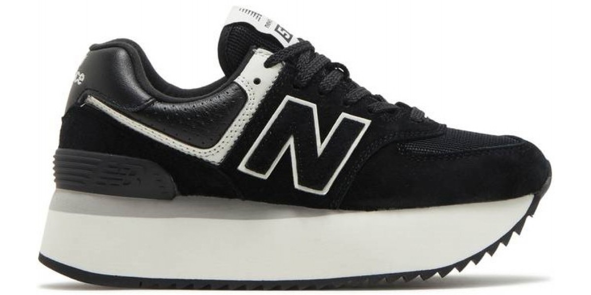 Женская модель New Balance 574+ Black White на платформе | Официальный ...
