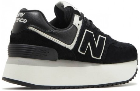 New Balance 574+ Black White на платформе