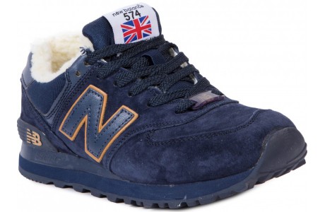 New Balance 574 Blue желтым с мехом