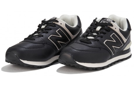 New Balance 574 мужские черные с белым кожаные