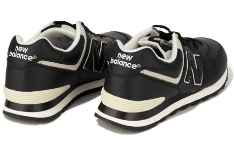 New Balance 574 мужские черные с белым кожаные