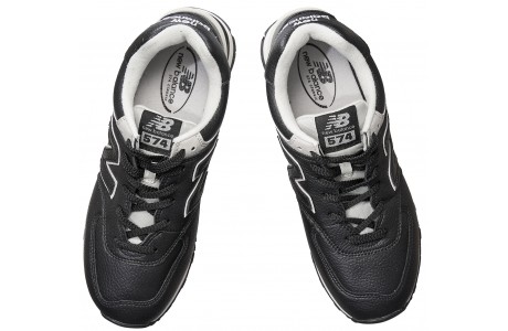 New Balance 574 мужские черные с белым кожаные