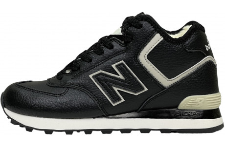 New Balance 574 Mid Black White Leather с мехом