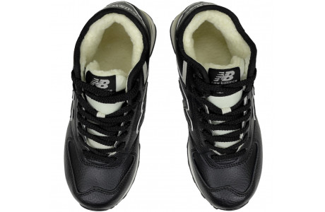 New Balance 574 Mid Black White Leather с мехом