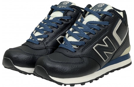 New Balance 574 Mid Blue Leather с мехом