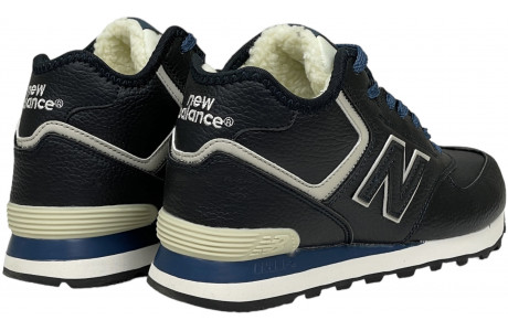 New Balance 574 Mid Blue Leather с мехом