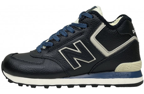 New Balance 574 Mid Blue Leather с мехом