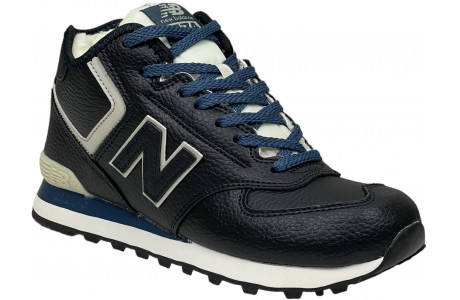 New Balance 574 Mid Blue Leather с мехом