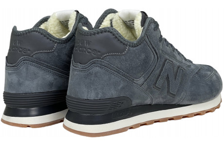 New Balance 574 Mid Deep Blue замшевые с мехом