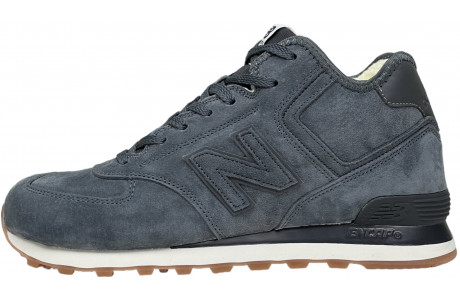 New Balance 574 Mid Deep Blue замшевые с мехом