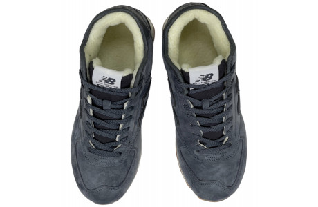 New Balance 574 Mid Deep Blue замшевые с мехом