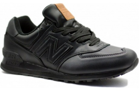 New Balance 574 Кожаные полностью чёрные