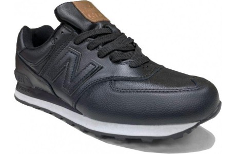 New Balance 574 Кожаные Матовые чёрные