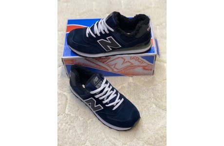 New Balance ML574EM  Winter Edition С Мехом Тёмно-синие