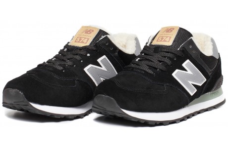 New Balance 574 navy grey winter edition с мехом