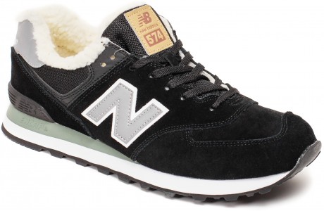 New Balance 574 navy grey winter edition с мехом