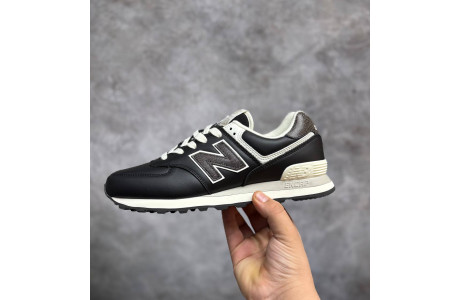 New Balance 574 Black кожаные 