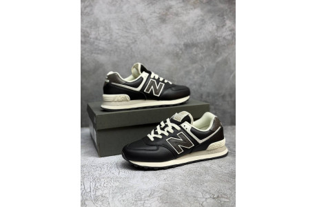 New Balance 574 Black кожаные 