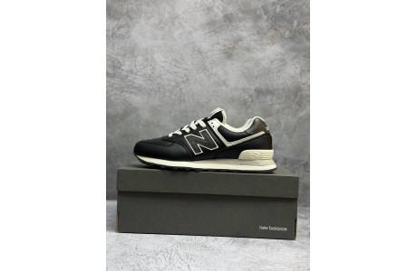New Balance 574 Black кожаные 