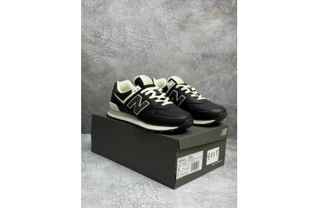 New Balance 574 Black кожаные 