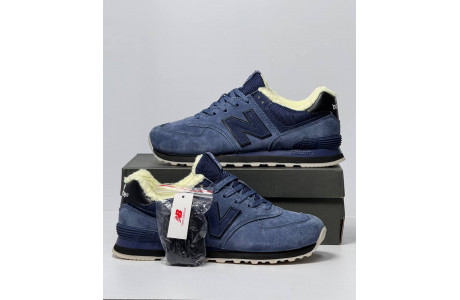 New Balance 574  Total Blue с мехом