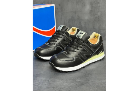 New Balance 574 Triple Black Кожаные
