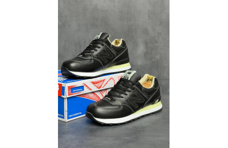 New Balance 574 Triple Black Кожаные
