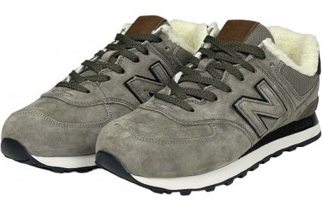 New Balance 574 Sand Grey Black с мехом