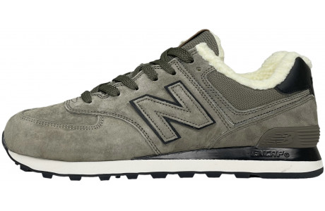 New Balance 574 Sand Grey Black с мехом