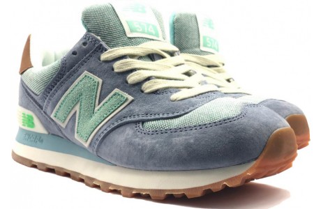 New Balance 574 Серые с светло-зеленым