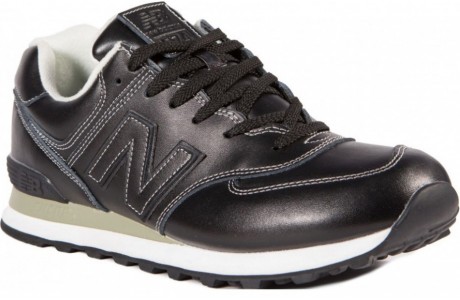 New Balance 574 Черные с белым кожаные 