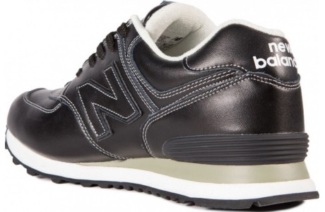 New Balance 574 Черные с белым кожаные 