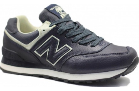 New Balance 574 Темно-синие кожаные