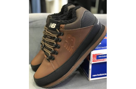 New Balance 754 Brown Black кожаные с мехом