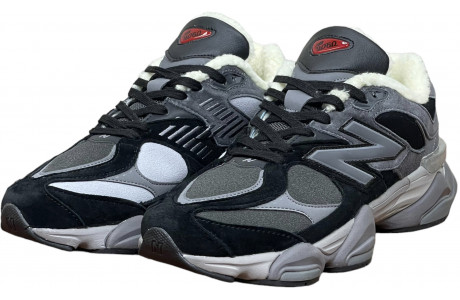 New Balance 9060 Black Grey с мехом
