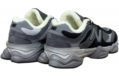 New Balance 9060 Black Grey с мехом