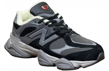 New Balance 9060 Black Grey с мехом