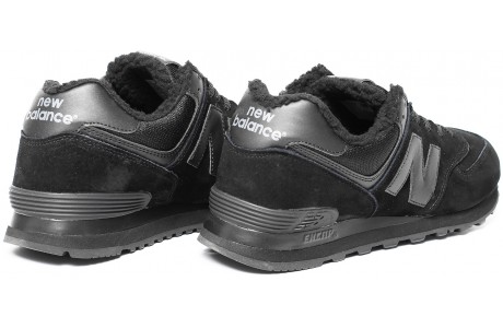 New Balance 574 classic полностью черные с мехом