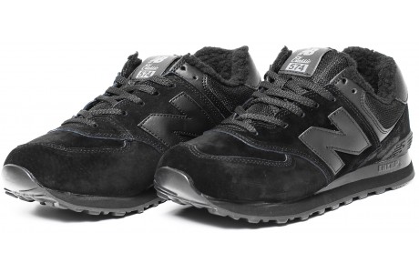 New Balance 574 classic полностью черные с мехом