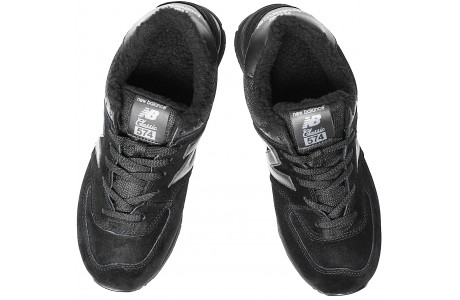 New Balance 574 classic полностью черные с мехом