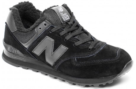 New Balance 574 classic полностью черные с мехом