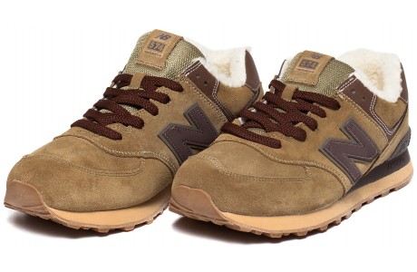 New Balance 574 light brown с мехом