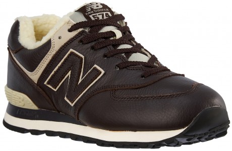 New Balance 574 мужские кожаные коричневые с мехом