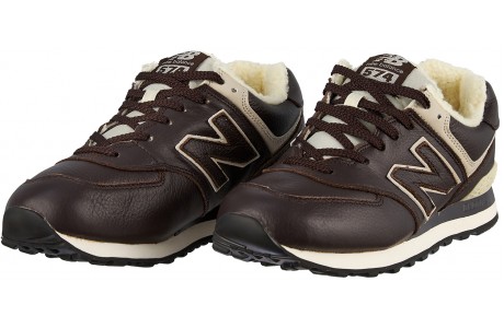New Balance 574 мужские кожаные коричневые с мехом