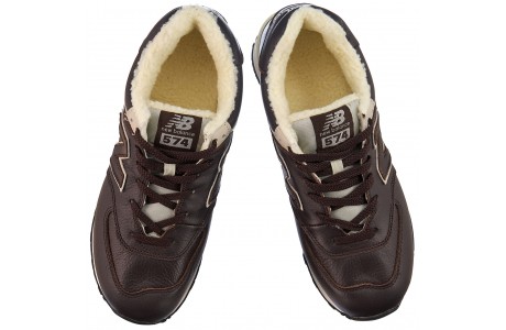 New Balance 574 мужские кожаные коричневые с мехом