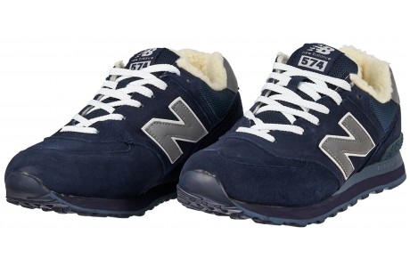 New Balance 574 мужские полностью синие с мехом